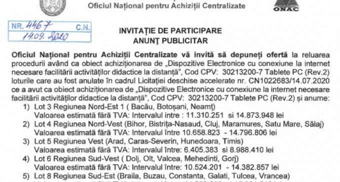 Școala de acasă: Guvernul a reluat în regim de urgență achiziția a peste 167.000 de tablete cu internet pentru elevii din medii defavorizate din 27 de județe – Telecom
