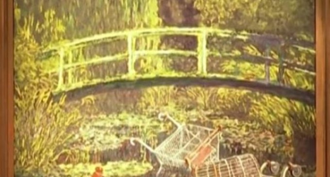 VIDEO Tabloul lui Banksy care parodiază nuferii lui Monet s-a vândut cu 7,6 milioane de lire sterline – International