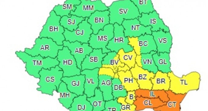 Cod portocaliu de ploi în Constanța, Ialomița și Călărași. Cod galben în București și 11 județe – Esential