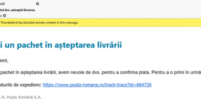 Noi e-mail-uri înșelătoare țintesc victime din România cu mesaje care pretind că sunt trimise de către Poșta Română și Banca Transilvania, avertizează Bitdefender – IT