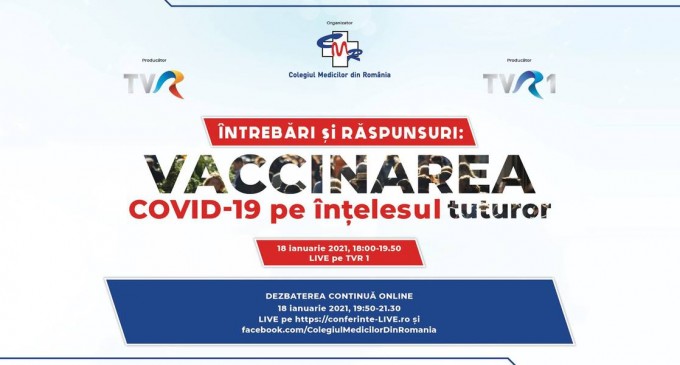 LIVE VIDEO Ora 18:00: Vaccinarea COVID-19 pe înțelesul tuturor – Întrebări și răspunsuri de la Colegiul Medicilor – Coronavirus