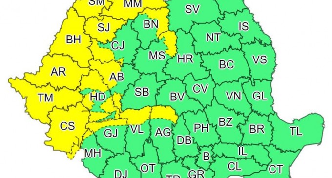 ANM: Cod galben de polei și intensificări ale vântului în vest și nord-vest – Esential
