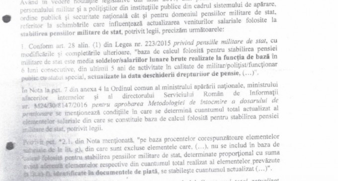 Precizarile MAI nr 43072 din 04.12.2017 privind actualizarea veniturilor salariale folosite la stabilirea pensiilor militare – Ziarul Incisiv de Prahova