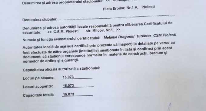Consiliul Local Ploiesti va fi chemat, de Andrei Volosevici – prin CSM Ploiesti, sa gireze un nou tun dat bugetului local de peste 1.500.000 de Euro/ O nouă instalaţie de nocturnă la Stadionul ”Ilie Oană” din Ploiești/Ce se ascunde/acopera?