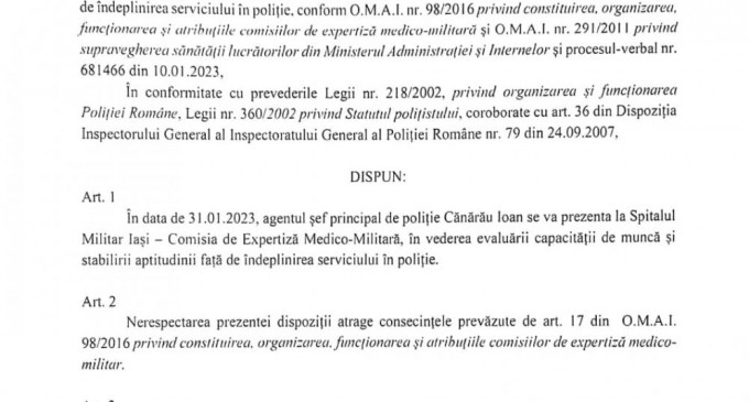 Mai lipsește ca un „șef de inspectorat al județului” să programeze și partidele de sex, să aleagă genul copiilor polițiștilor, numele cățeilor de companie, etc
