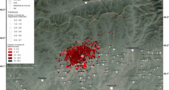 INFP, analiză a cutremurelor din Gorj: 810 seisme în ultima săptămână, cele mai multe cu magnitudinea de până la 1,5 grade / La ce adâncime s-au produs cele mai multe cutremure