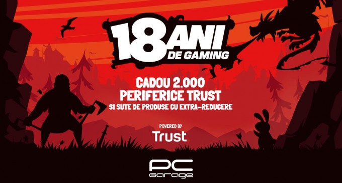 PC Garage serbeaza 18 ani de pasiune pentru gaming, cu oferte speciale si periferice cadou de la Trust