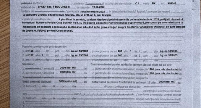 Șeful IPJ Giurgiu a fost sancționat, de aproape 100 de polițiști din subordine, pentru încălcarea prevederilor referitoare la Codul muncii – Ziarul Incisiv de Prahova