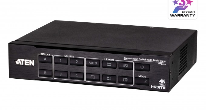 ATEN lansează noul switch HDMI 4 x 2 True 4K cu vizualizare multiplă