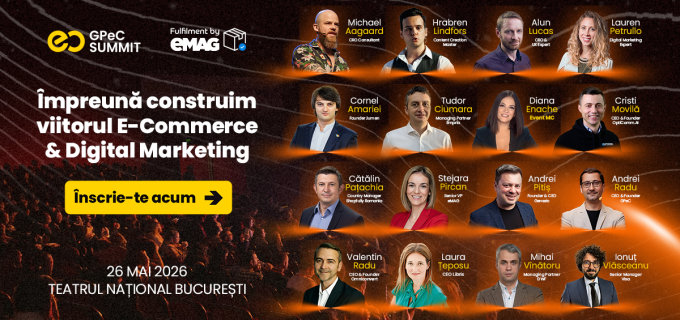 Agenda GPeC SUMMIT 26 Mai 2026 este publicată: 16 speakeri, Conferință, Expo, Networking și content practic despre ce funcționează acum și ce urmează în E-Commerce & Digital Marketing