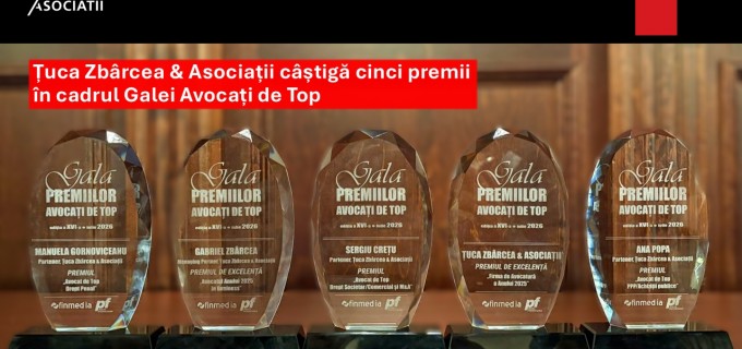 Țuca Zbârcea & Asociații câștigă cinci premii la Gala Avocați de Top