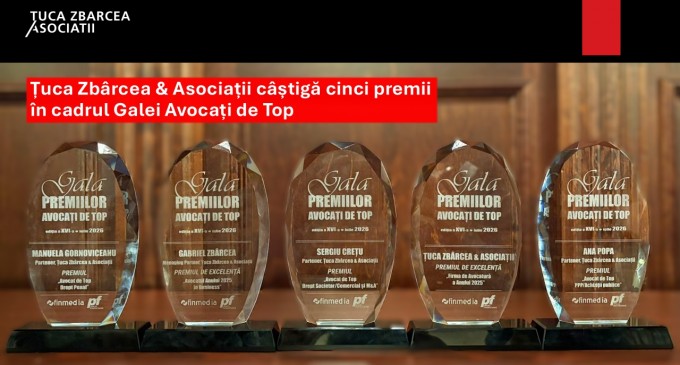 Țuca Zbârcea & Asociații câștigă cinci premii la Gala Avocați de Top