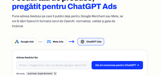Primele campanii ChatGPT Ads din România s-au blocat la feedul de produse. DWF construiește şi publicǎ gratuit soluția: chatgptads.dwf.ro